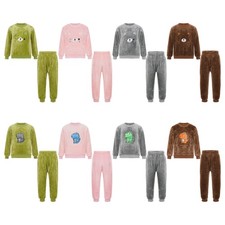 Kids Pajamas Set Unisex Homewear 2 Piece Tops With Pants Pjs Nightwear Winter