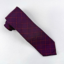 Brooks Brothers Men's 100% Silk Tie Geometric Red Burgundy 3.25 inch USA made