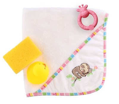 Heless 279 Hooded Bath Towel for Dolls, Sloth Fleeci, Including Accessories, App