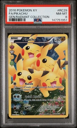 Pikachu - XY GENERATIONS - RADIANT COLLECTION #RC29 FULL ART PSA 8
