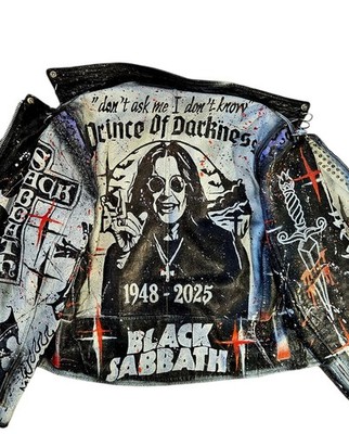 Vintage Leather Hand Painted Black Sabbath Monument Rock Jacket