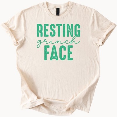 Resting Grinch Face graphic teal green text Christmas shirt holiday humor