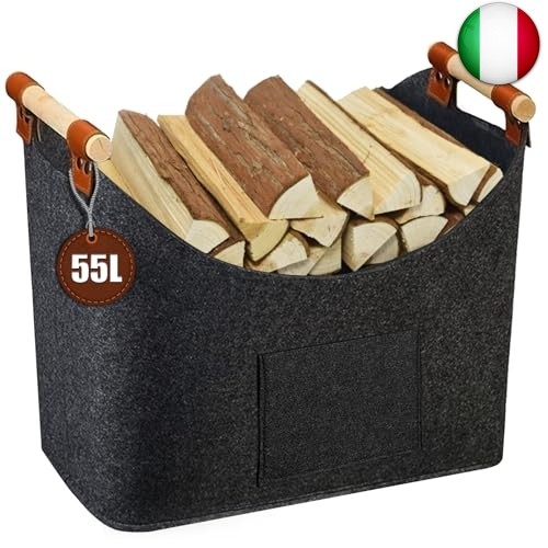 Borsa In Feltro per Legna da Ardere, Cesto Portalegna XL per Cesto in Feltro