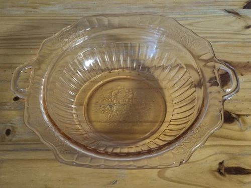 Vintage Anchor Hocking Mayfair Open Rose Pink Depression Glass 10” Serving Bowl