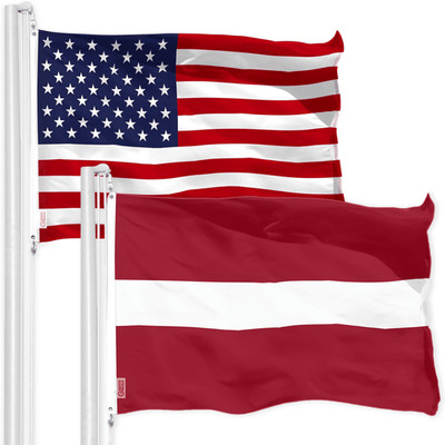Combo Pack: American USA Flag 3x5 Ft & Latvia Flag 3x5 Ft, Both Printed