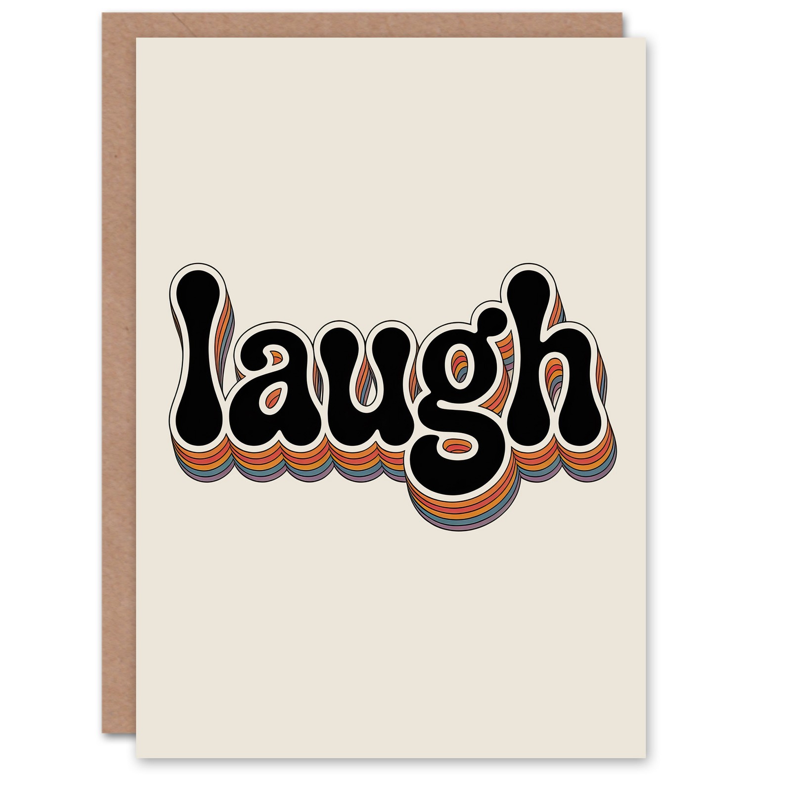 Laugh Vibrant Retro Rainbow Font Typography Birthday Greeting Card