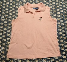 Disney Vintage Minnie Mouse Sleeveless Embroidered Cotton Polo Shirt sz M