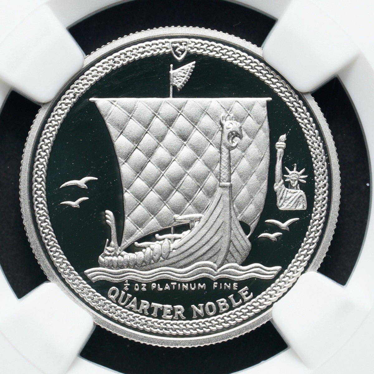 1987 Isle of Man Platinum 1/4 Noble STATUE OF LIBERTY PRIVY NGC