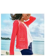 NEW Lilly Pulitzer Simora Fringe Cardigan Jac...