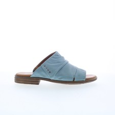 Miz Mooz Dandelion Womens Blue Leather Slip On Slides Sandals Shoes