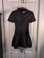 Urban Outfitters Dress Womens XS Black Quarter Zip Smocked Ruffle Mini Nylon