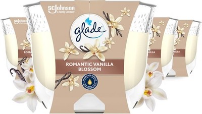 Glade Duftkerze Glas Romantic Vanilla Blossom 4er Pack Kerze Brenndauer 204 g