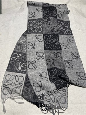 Loewe Scarf Gray, Black And White Multi Print. Authentic