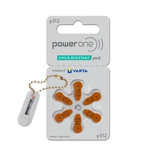 Power one Size 312, PR41, P312 Hearing Aid Batteries (60 Batteries) + Keychain