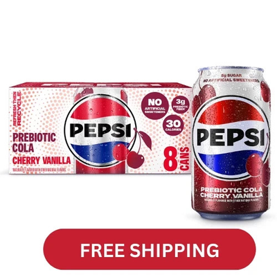 #ad Pepsi Prebiotic Cola Soda Pop Cherry Vanilla 8 Pack – 12 fl oz Cans Functional S $7.50