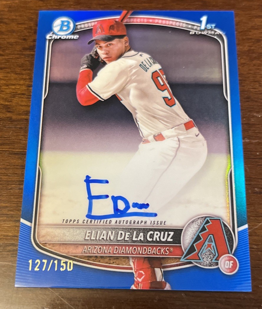 2025 Bowman Chrome Elian De La Cruz 1st Bowman True Blue Auto /150 Diamondbacks