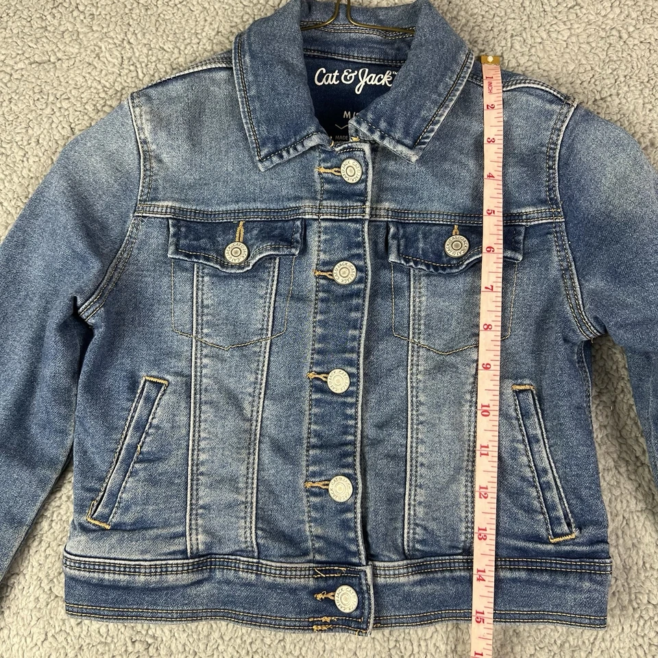 Cat & Jack Blue Denim Button Up Jacket Girls Size M (8) - Image 3 of 4