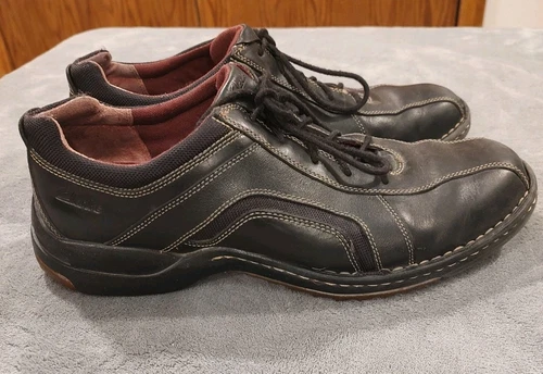 Scarpe Clarks Collection uomo taglia 10 5 M pelle Oxford stringate casual nere