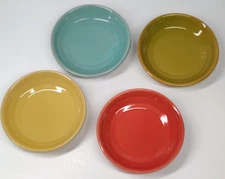 Set Of 4 Pinch Bowls Trays 3.5 ' Round Spices Salt Pepper Colorful Dishes Glass 