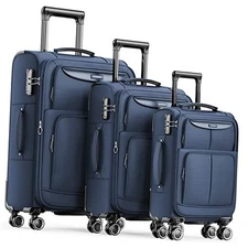  Luggage Sets 3 Piece Softside Expandable Lightweight Durable Suitcase Blue