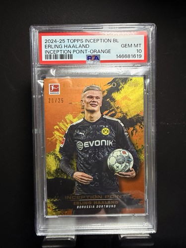 2024-2025 TOPPS INCEPTION - INCEPTION POINT ERLING HAALAND ORANGE /25 PSA 10 BVB