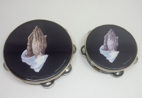 2 Remo PAYING HANDS Tambourines Baptist 8" 6" Jesus Church Religious