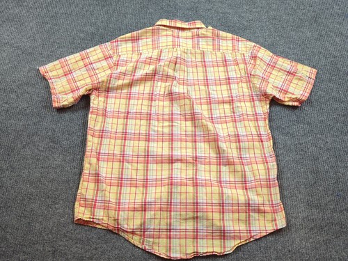 Camisa Brooks Brothers Para Hombre Grande Amarilla Roja Cuadros Botón Manga Corta Preppy - Imagen 4 de 7