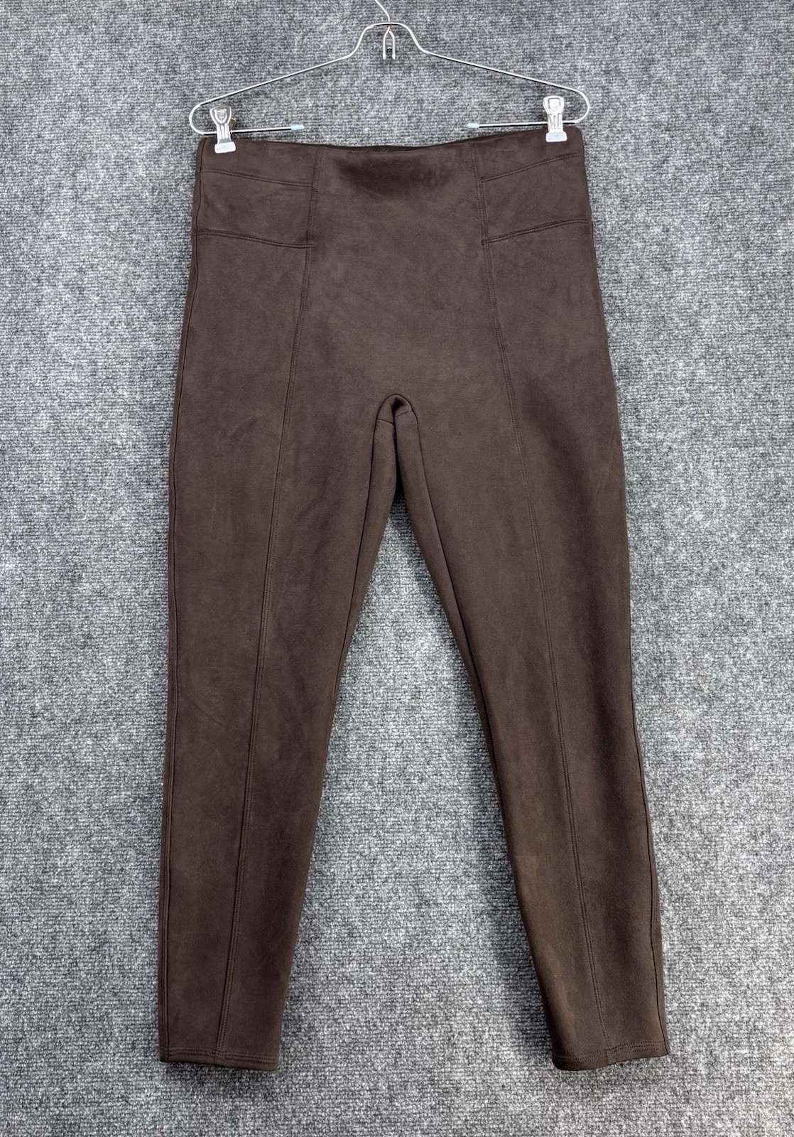 Spanx Brown Faux Suede High Rise Leggings Women’s LP Equestrian Minimalist Chic