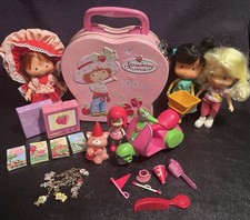 Vtg Strawberry Shortcake Lot 1984 Kenner Doll 2003 Bandai Scooter Charm Bracelet