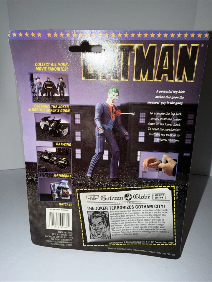 Figura de acción ToyBiz DC Comics Batman The Joker Squirting Orchid 1989 sin usar, en caja Foto 2 de 2