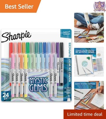 Permanent Markers Ultra-Fine Point Assorted Colors 24 Pack Waterproof Fast-Dry