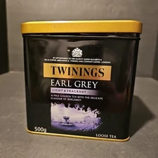 EMPTY TWININGS LOOSE TEA  500g  PRINCE OF WALES ENGLISH BREAKFAST EARL GREY TIN