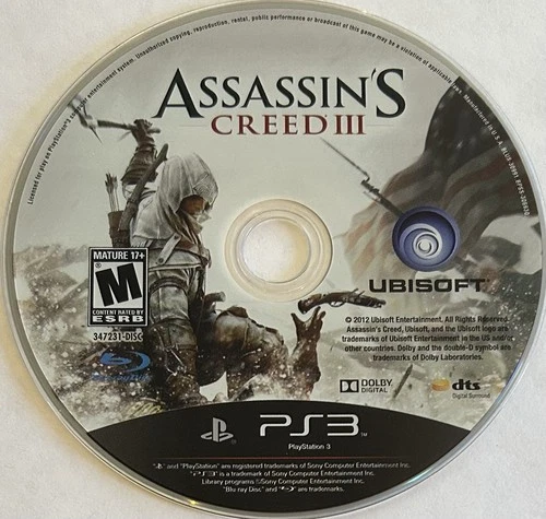 Assassin's Creed III (Sony PlayStation 3, PS3) DISC ONLY | NO TRACKING | M2428