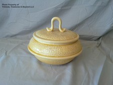 Yellow Dimpled Casserole Dish by California Pottery circa 1970
