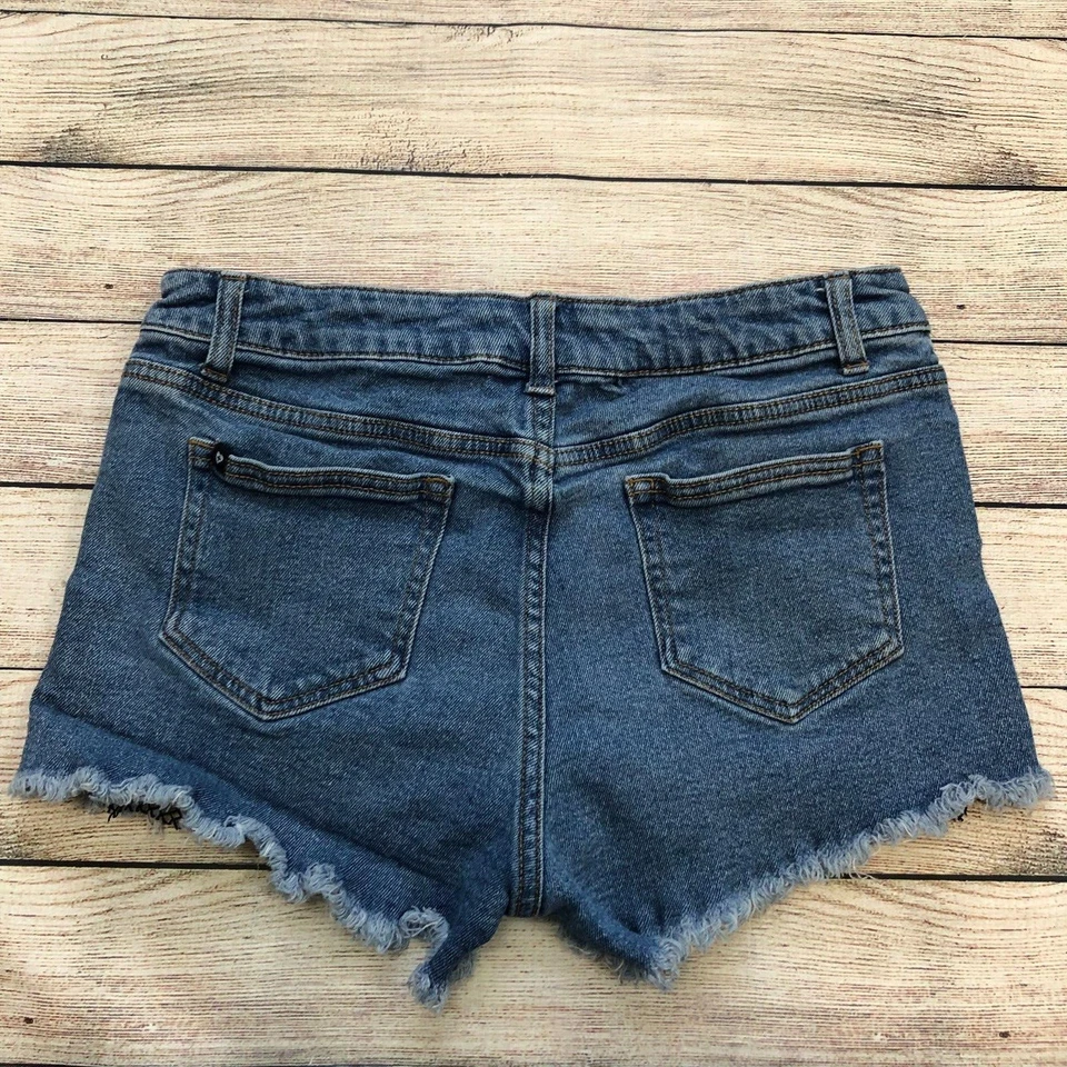 Pantalones Cortos Vaqueros Negros Corazón Talla 9 Malla Destruida Desgastada Piernas de Red E43 Foto 2 de 4