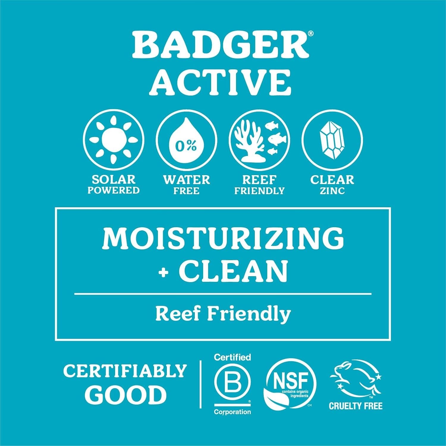Badger Mineral Sunscreen Cream Active SPF 30 Zinc Oxide Sun Care 98% Organic