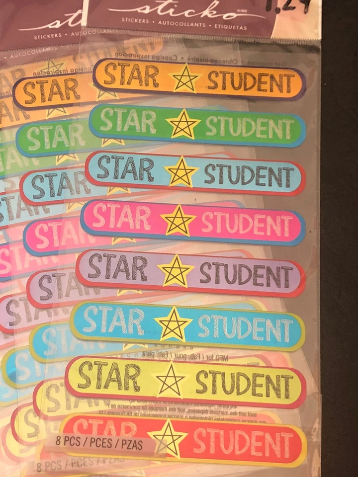 Lot Of 7 Sticko STAR STUDENT Repeat Metallic Stickers EK Success - Image 3 of 4