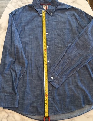 Relwen Highland Blues Men s 2XL Blue Cotton Button Down Shirt Long Sleeve XXL