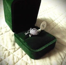 GIRLS PINK  WHI PAVE CZ HEART w KEY DANGLE 925 S/S RHODIUM  5  NEW 10 OFF