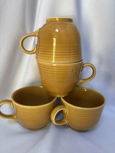 4 Fiesta *Antique Gold* *Ironstone* Cups  Nice!