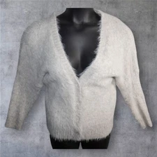 Leith Women’s Fuzzy Knit Button-Front Cardigan – Size M