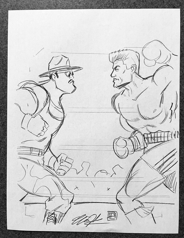 G.I. Joe Sgt Slaughter VS Ivan Drago ORIGINAL PENCIL SKETCH by Tim Shinn
