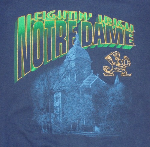 Notre Dame Fightin' Irish Nutmeg Mills Blue Sweatshirt Adult Medium Vintage 90s - Picture 3 of 6