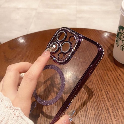 Funda y película para lentes Mag Safe con marco y marco con marco de diamante para iPhone 16 Pro Max/16Pro/16Plus/16 Mag Safe - Imagen 4 de 13