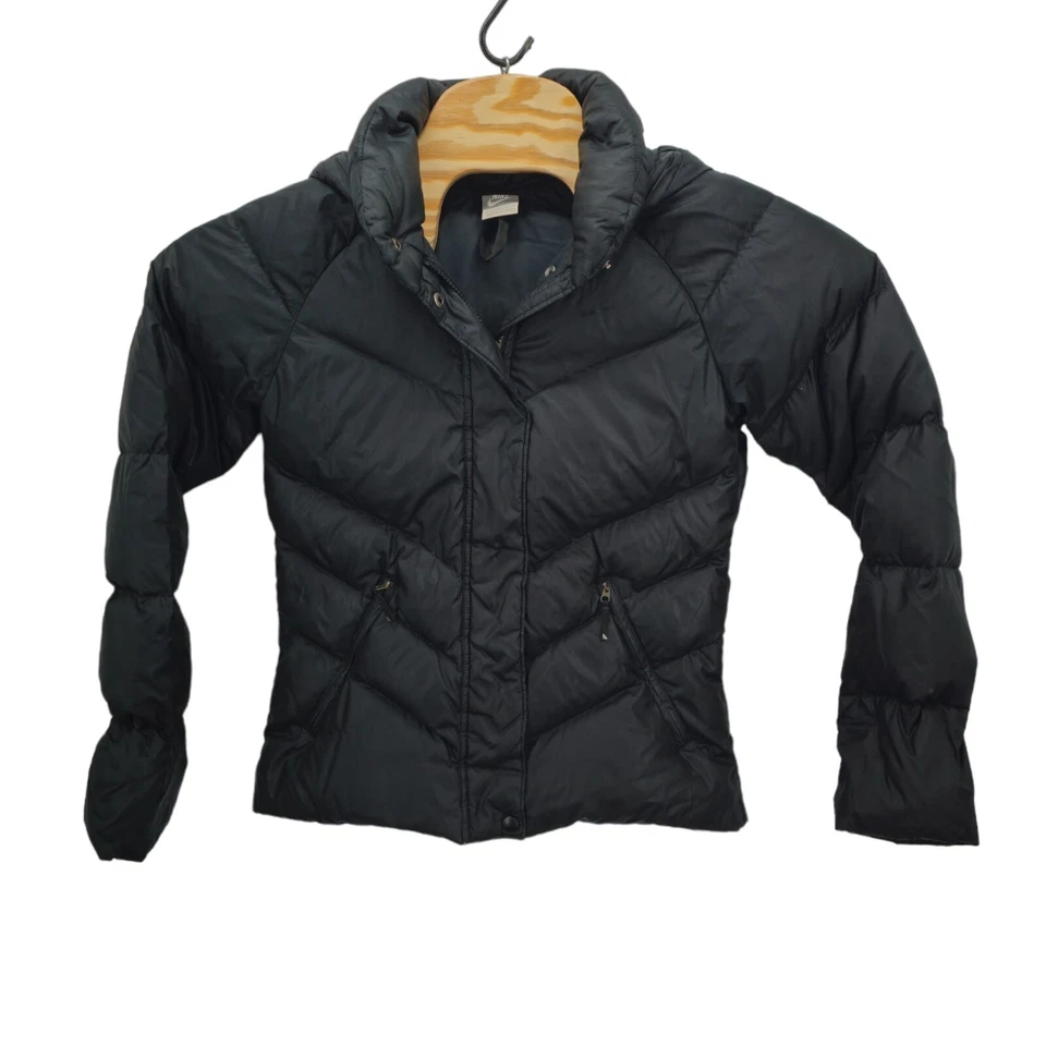 Nike Sportswear Women's Puffer Jacket Black Down Fill Hooded Winter Coat Size S - Image 2 of 4