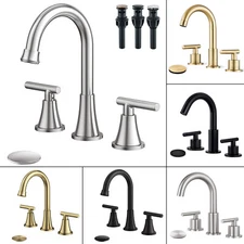 Widespread Bathroom Sink Faucet Waterfall 2 Handle 3 Hole Vanity Basin Mixer Tap