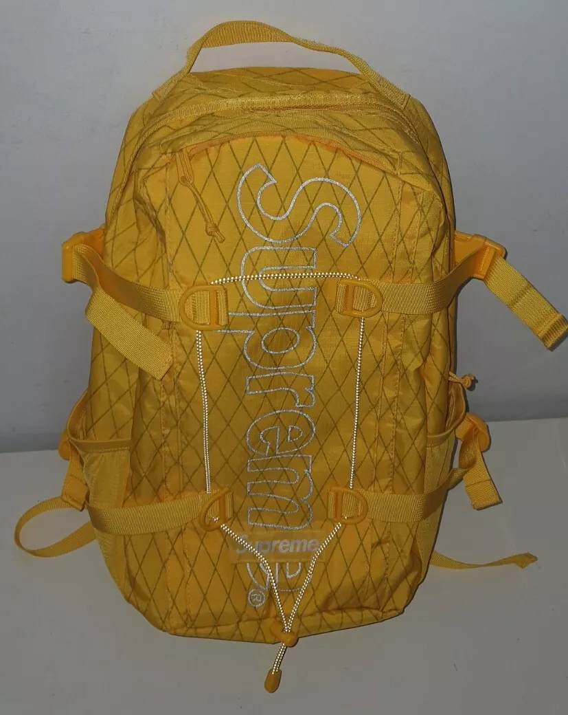 FW18 Supreme Sac à Dos Jaune Résistant à l'Eau et à l'Abrasion Boîte Logo Sac à Dos