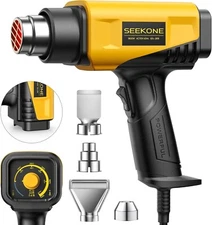 1800W Heavy Duty Heat Gun - Variable Temp, 2 Speeds, 4 Nozzles for Crafts & More