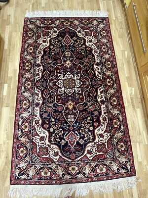 Wollteppich Orientalisch Traditionell Handgeknüpft 100% Wolle Lg Floral 223 x 135 cm