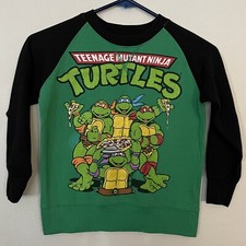 NICKELODEON Teenage Mutant Ninja 2015 Green Black Sweatshirt Long sleeve Size 4